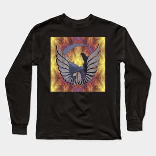 Native American Spiritual Nature Mountain Design, Eagle & Wolf Long Sleeve T-Shirt